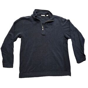 Tommy Bahama Men's Sweater Long Sleeve 1/4 Zip Reversible Fit Large Blue